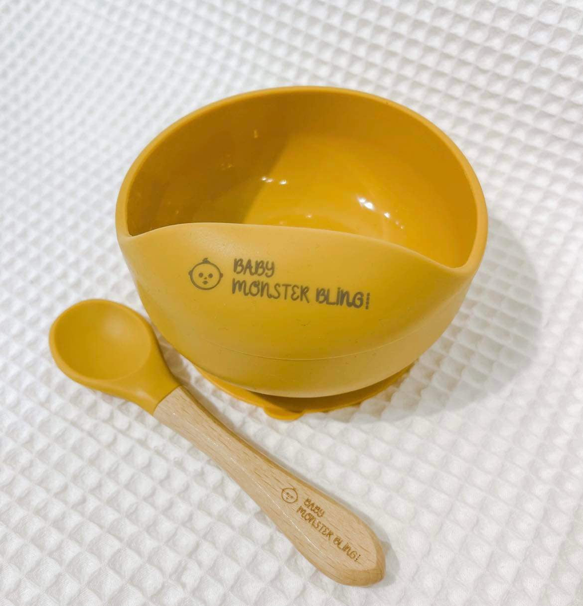 Silicone bowl & spoon - marble