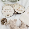 Wooden birth tablet set