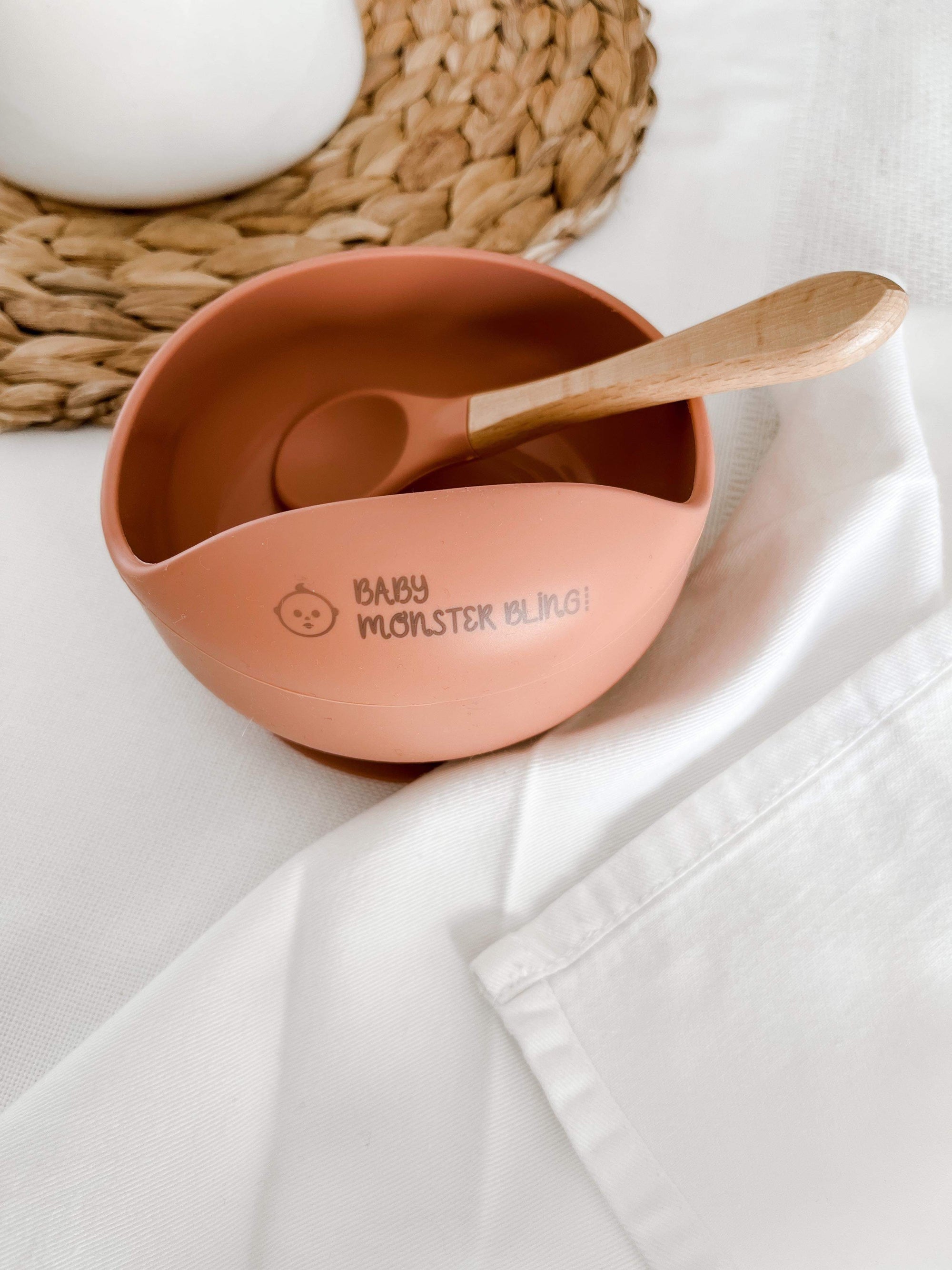 Silicone bowl & spoon - marble