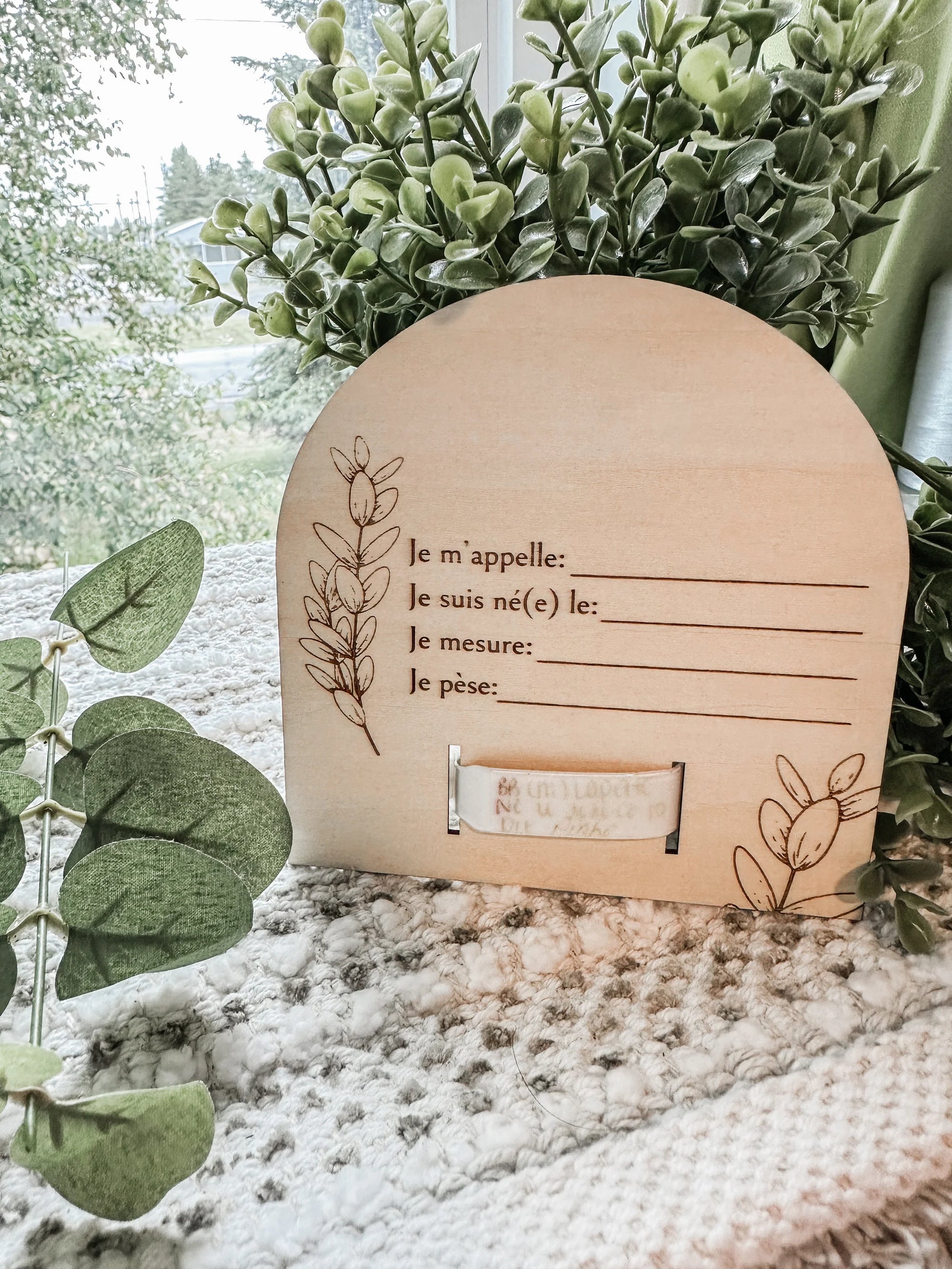 Plaque de naissance avec insert à bracelet d'hôpital