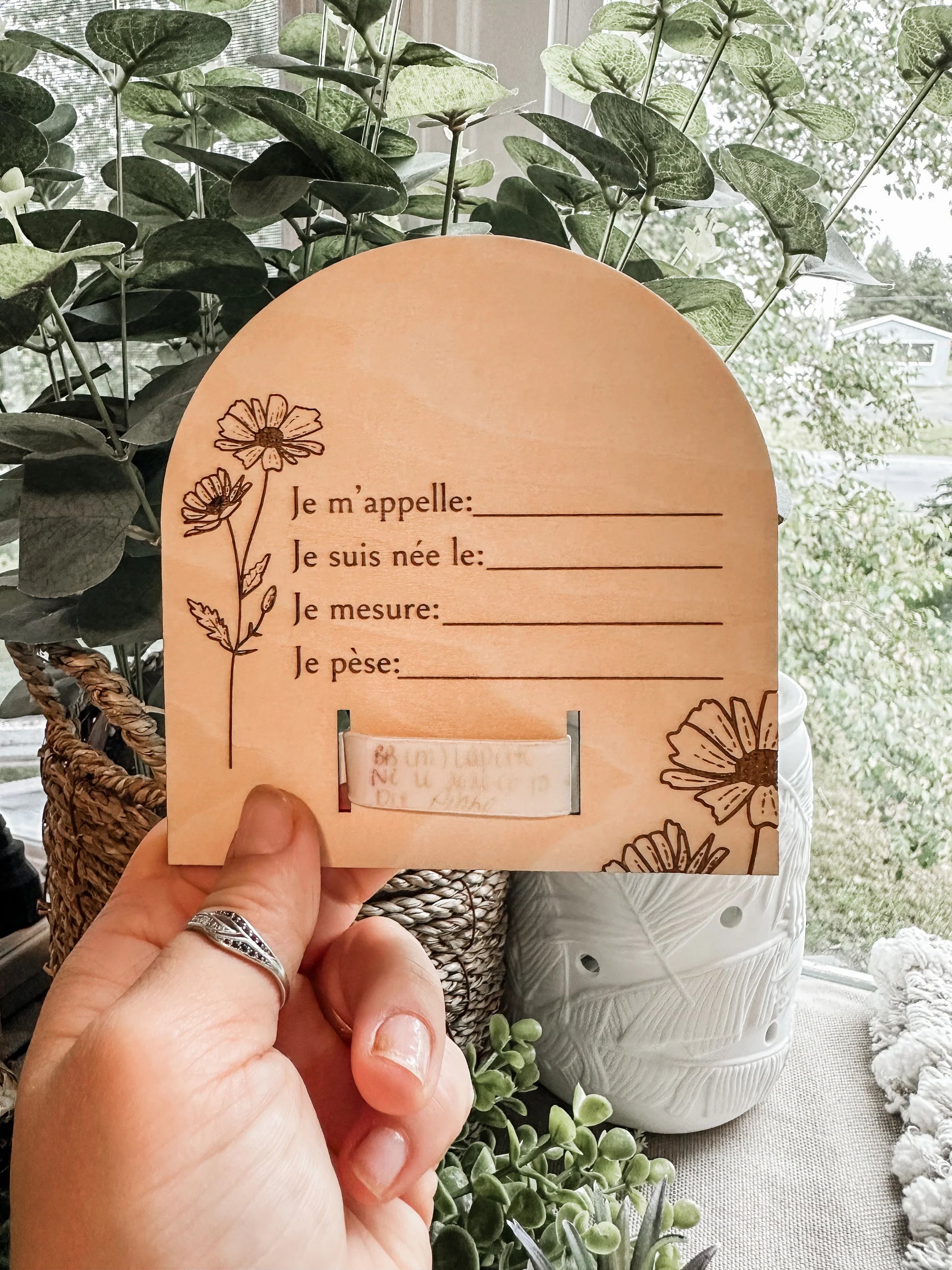 Plaque de naissance avec insert à bracelet d'hôpital